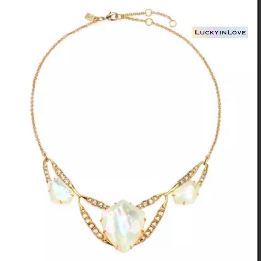 ALEXIS BITTAR Ms Havisham Starlight Mosaic Tile Gold White Pearlescent Necklace - Picture 3 of 12